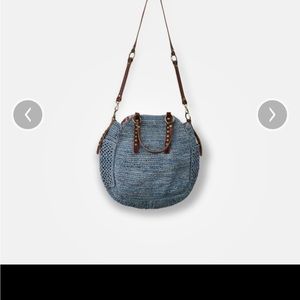 NWT Sans Arcidet Paris Sam raffia bag in blue. Don’t make this color anymore.